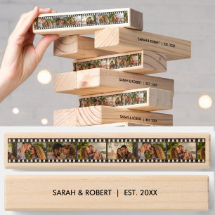 Retro Photo Collage Film Strip Wedding Topple Tower
