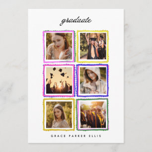Retro Photo Collage Frames Graduation High School Announcement