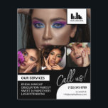 Retro Photo Collage Logo QR Makeup Promotional Flyer<br><div class="desc">Double sided flyer for a makeup artist, nail artist, hair stylist or similar profession where you need to showcase your work in a retro photo collage with black and white backgrounds and text. Personalize with your logo and on the back an additional photo and your QR code with your social...</div>