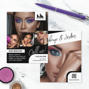Retro Photo Collage Logo QR Makeup Promotional Flyer