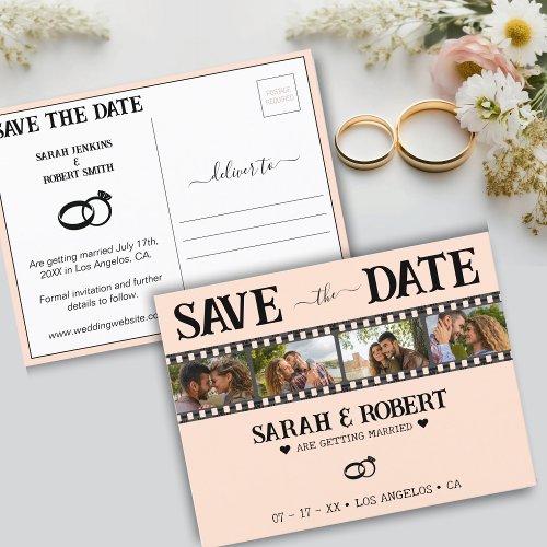 Retro Photo Film Strip Wedding Save the Date Postcard