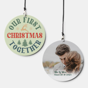 retro photo first christmas married keepsake wind chime 