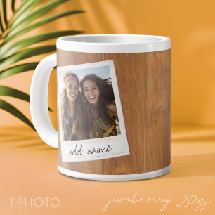 Retro Photo Frame - Square Rustic Wood Giant Coffee Mug