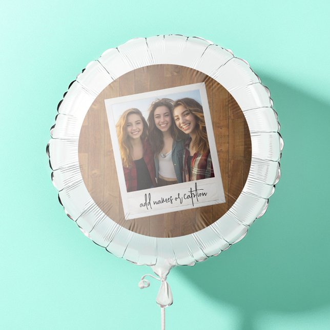 Retro Photo Frame - Square with Rustic Wood Back Balloon (Personalized Photo Balloon)