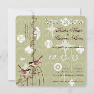 Retro Photo Holiday Birdcage Wedding Save the Date Invitation