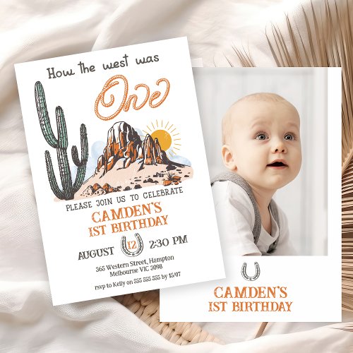 Retro Photo How The West Was One 1st Birthday Invitation