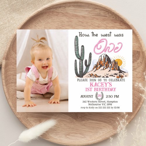 Retro Photo How The West Was One 1st Birthday Invitation