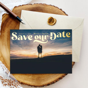 Retro Photo Sunset Save the Date Foil Invitation