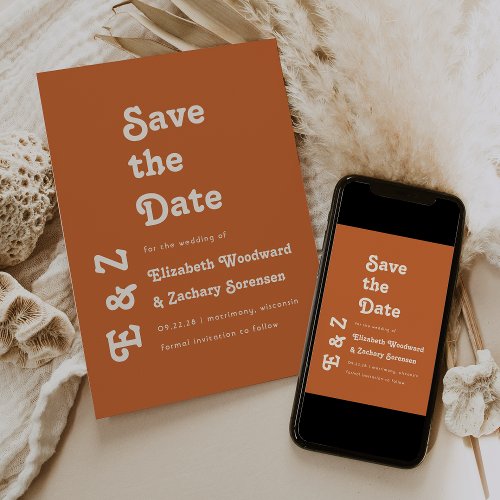 Retro Photo Typography Burnt Orange Save the Date