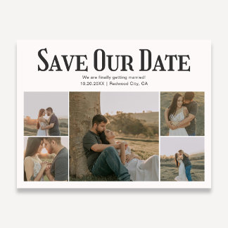 Retro Photo White Wedding Save The Date Announcement Postcard