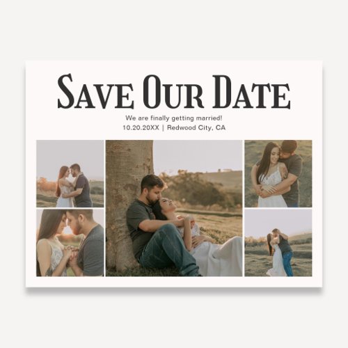 Retro Photo White Wedding Save The Date Announcement Postcard