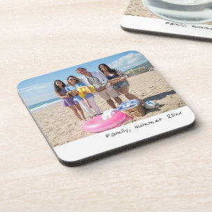 Retro Photographs With Handwritten Font Beverage Coaster