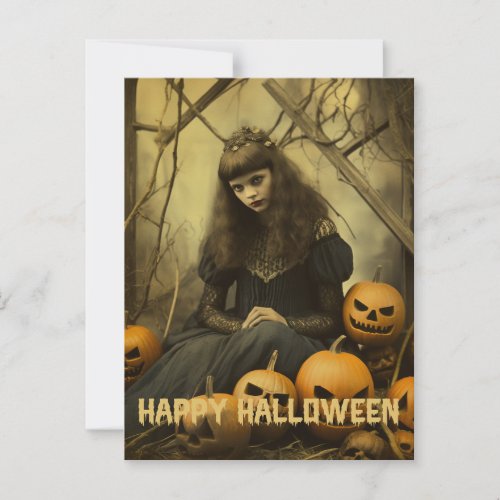 Retro Photography Halloween cute bad witch girl Postcard