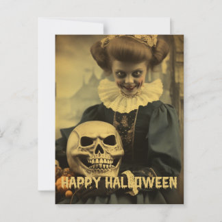 Retro Photography Halloween cute bad witch girl Postcard
