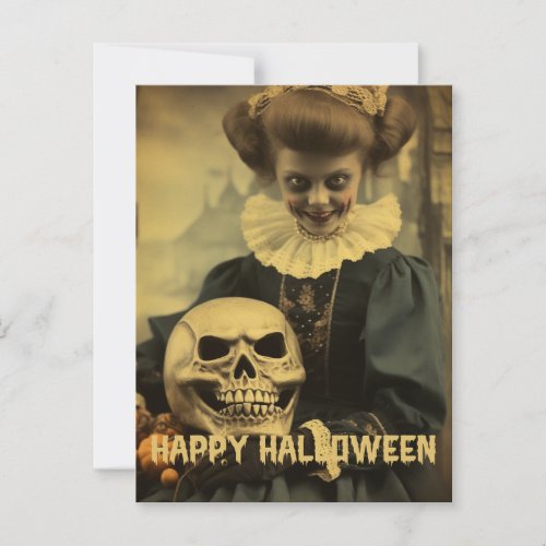 Retro Photography Halloween cute bad witch girl Postcard