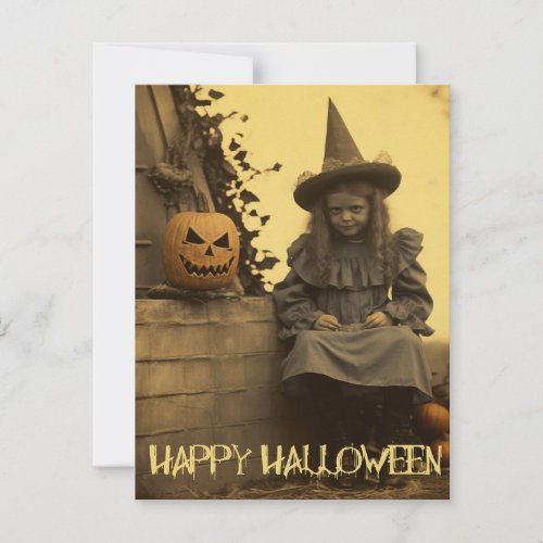 Retro Photography spooky Halloween creepy girl Postcard