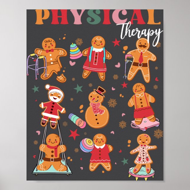 Retro Physical Therapy Gingerbread Christmas Pt Fu Poster (Front)