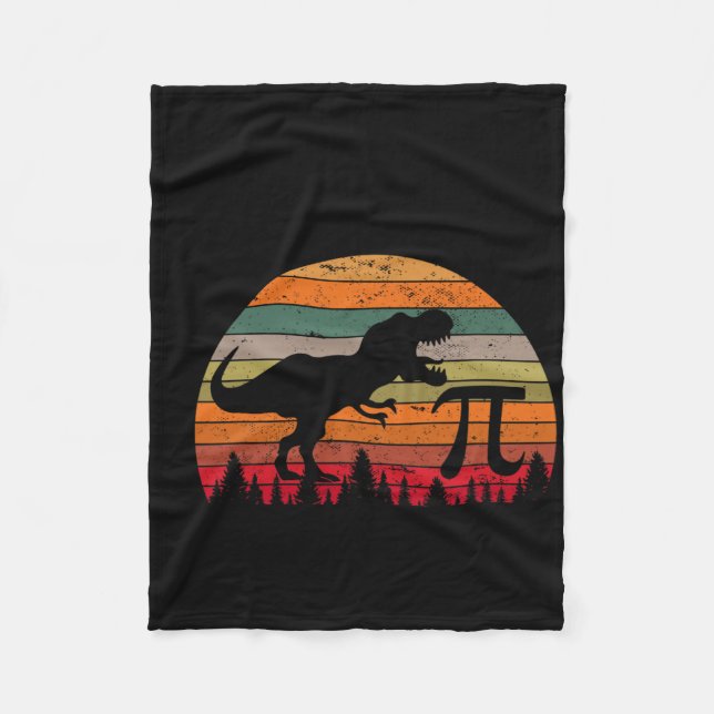 Retro Pi Day 3.14 Dinosaur Funny Pi Day Math Toddl Fleece Blanket (Front)