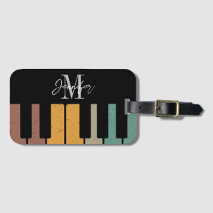 Retro Piano Monogram Name Personalized Luggage Tag