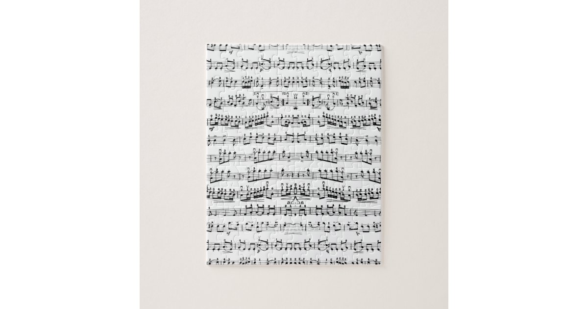 Retro Piano Sheet Music Notes Pattern Jigsaw Puzzle | Zazzle