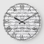 Retro Piano Sheet Music Notes Pattern Large Clock