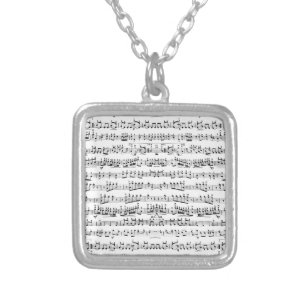 Retro Piano Sheet Music Notes Pattern Silver Plated Necklace