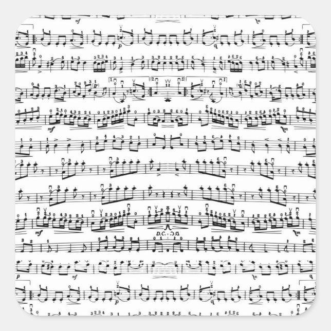 Retro Piano Sheet Music Notes Pattern Square Sticker (Front)
