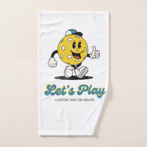 Retro Pickleball Cartoon Mascot Personalized Sweat Hand Towel