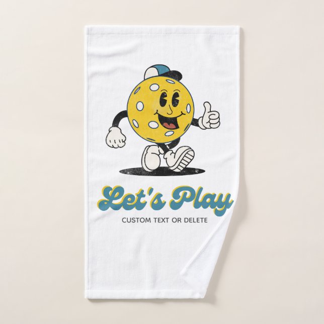 Retro Pickleball Cartoon Mascot Personalized Sweat Hand Towel (Hand Towel)