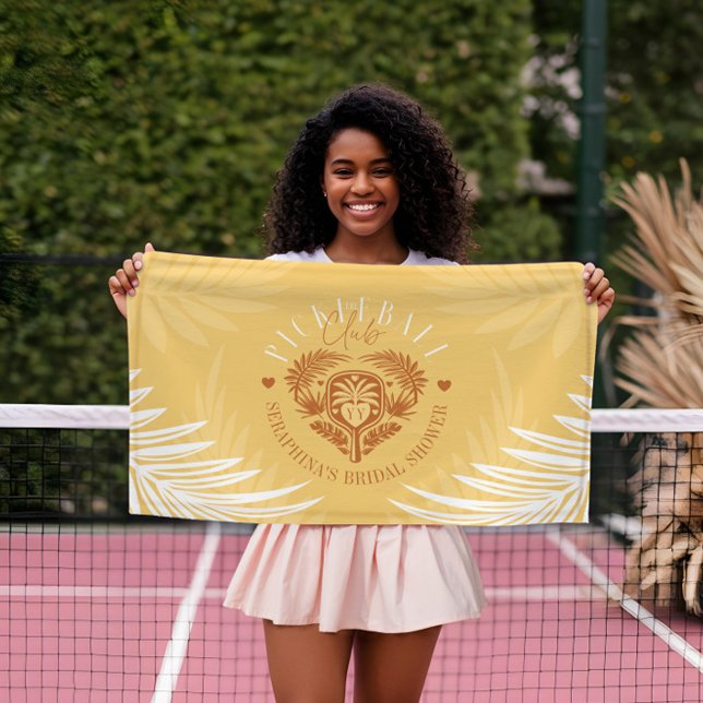 Retro Pickleball Club Personalized Bridal Shower Hand Towel (Retro Pickleball Club Personalized Bridal Shower Hand Towel)