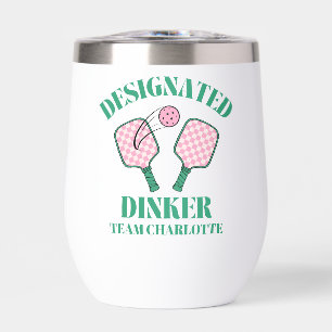 Retro Pickleball Designated Dinker Birthday Thermal Wine Tumbler