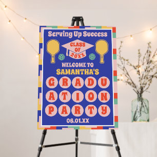 Retro Pickleball Graduation Party Welcome Foam Board
