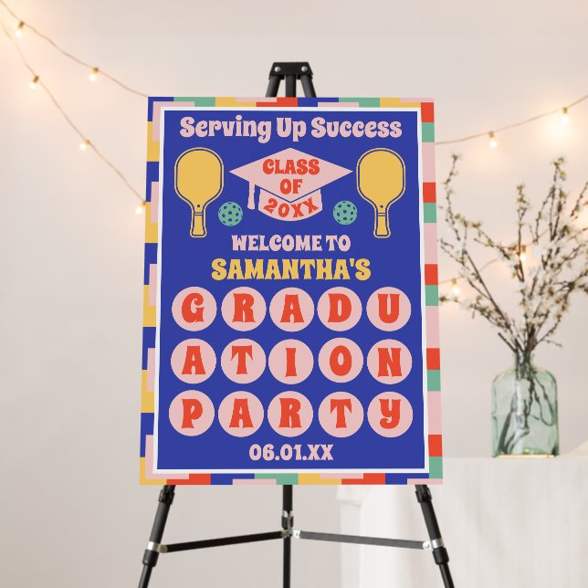 Retro Pickleball Graduation Party Welcome Foam Board (In Situ (Stand))