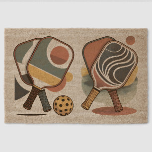 Retro Pickleball Graphic Art Welcome Mat