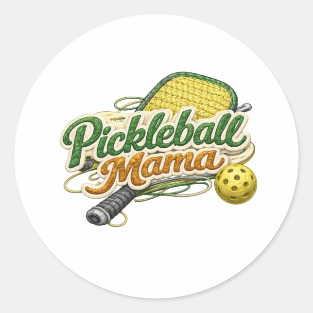 Retro Pickleball Mama Mother's Day  Classic Round Sticker (Front)