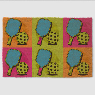 Retro Pickleball Paddles And Balls Welcome Mat