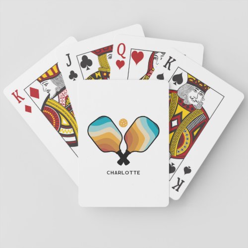 Retro Pickleball Paddles  Ball Custom Name Poker Cards