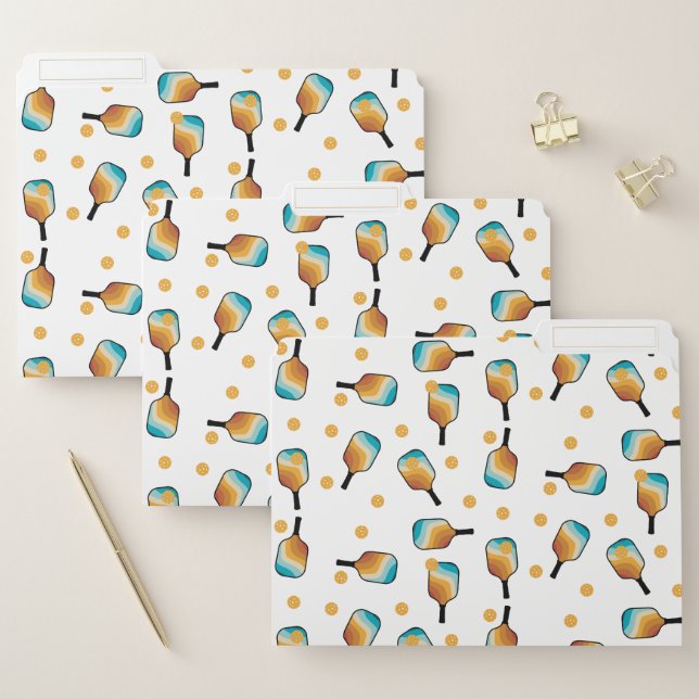 Retro Pickleball Paddles & Ball Pattern File Folder (Set)