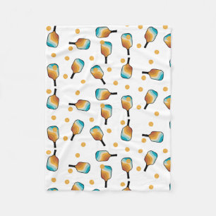 Retro Pickleball Paddles & Ball Pattern Fleece Blanket