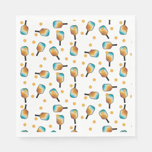 Retro Pickleball Paddles & Ball Pattern Napkins