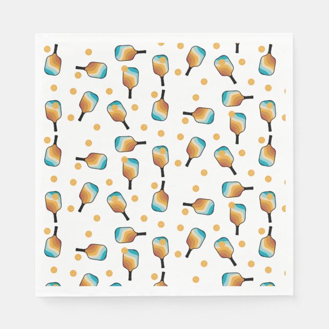 Retro Pickleball Paddles & Ball Pattern Napkins (Front)
