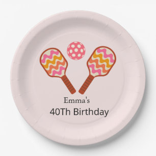 Retro Pickleball Paddles Birthday custom  Paper Plates