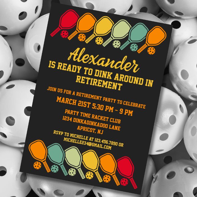 Retro Pickleball Party Sports Paddles Retirement Invitation (Creator Uploaded)