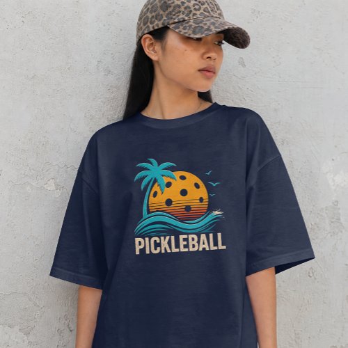 Retro Pickleball Sunset – Tropical Beach Vintage Tri-Blend Shirt