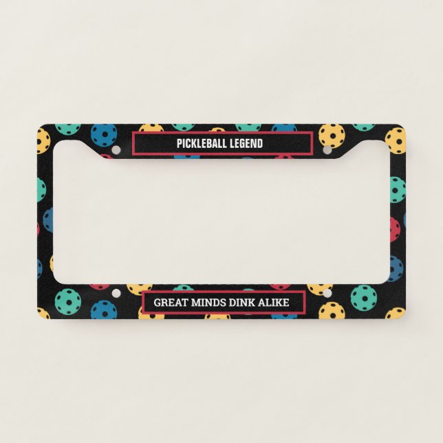 😍 Retro Pickleballs / black  License Plate Frame (Front)