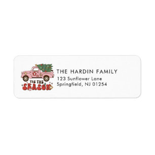 Retro Pickup Truck Fun Christmas Return Address Label