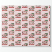 Retro Pickup Truck Pink Christmas   Wrapping Paper (Flat)