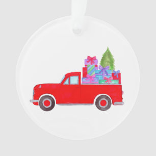 Retro Pickup truck with Christmas Gifts Ornament