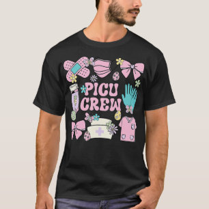 Retro PICU Crew Easter Pediatric Nurse T-Shirt