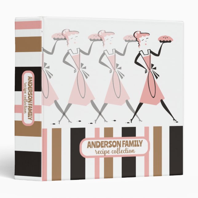 Retro pie girl apron baking recipe cookbook binder (Front/Spine)